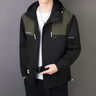 Men's Windproof Jacket Outdoor Loose Hooded Waterproof Jacket