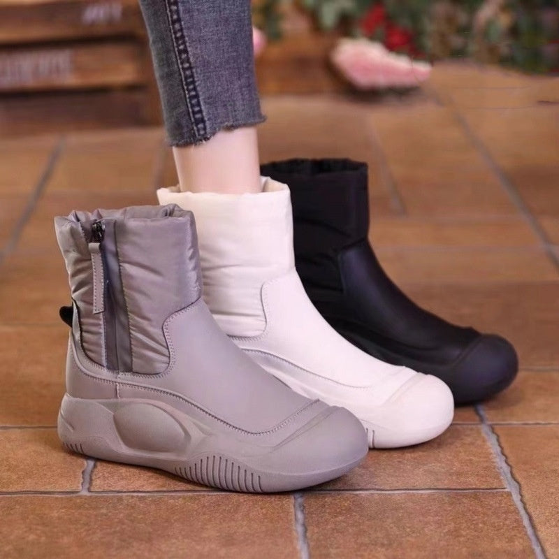 Winter Plush Snow Boots With Side Zipper Warm Thick-sole Non-slip